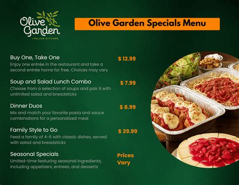 Olive Garden Specials Menu - Olive Garden Menu and Prices