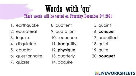 Spelling Words with QU 6784195 | Anonymous | Live