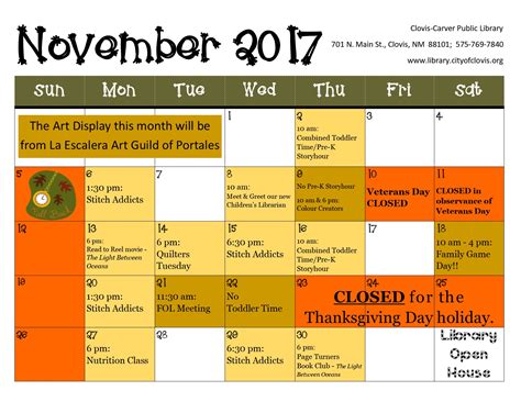November Library Events - City of Clovis, New Mexico
