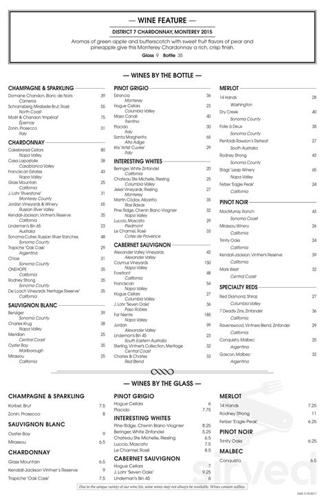 Landry's Seafood House menu in El Paso, Texas, USA