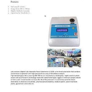 Lab Junction Colorimeter Fully Automatic Photo Colorimeter contains 9 ...