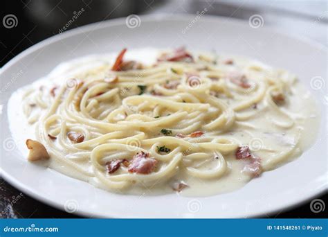 Spaghetti Carbonara with Bacon and Cheese Stock Image - Image of italy ...