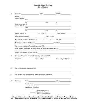 Fillable Online Dauphin Island Sea Lab Dorm Monitor Fax Email Print ...