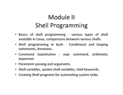 Shell programming - • Shell programming in bash - Conditional and ...
