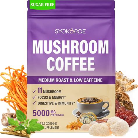 Syokupoe Mushroom Coffee Organic, 11 Mushrooms 8 Adaptogenic India | Ubuy