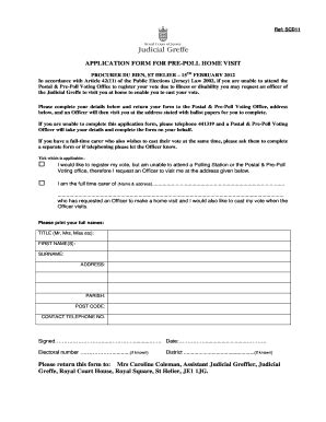 Fillable Online APPLICATION FORM FOR PRE-POLL HOME VISIT Fax Email ...