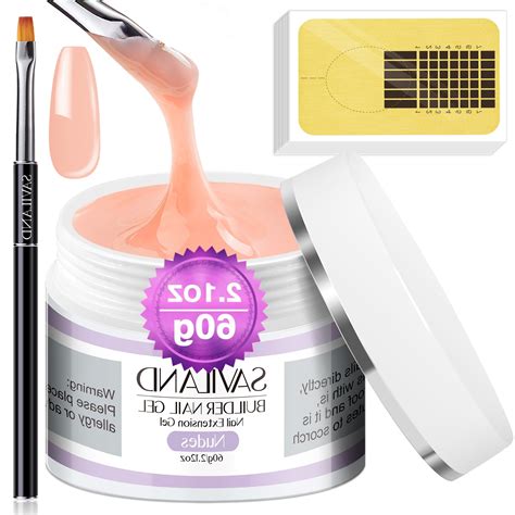 Saviland 60g Builder Nail Gel Kit - Nudes Strengthen Harden Gel Nail Extension with 100PCS Nail ...
