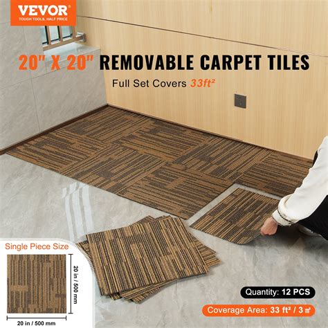 VEVOR Carpet Tiles Reusable, 20"x 20"Carpet Squares With Padding ...