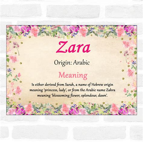 Zara Personalised Name Meaning Certificate The Card Zoo