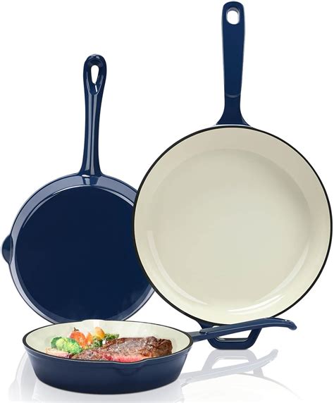 Amazon.com: Hisencn Enameled Cast Iron Skillet Set - 3 Piece Ceramic ...