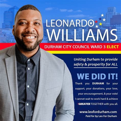 This is for my City. Durham, Thank You. We Did it! | Leonardo Williams ...