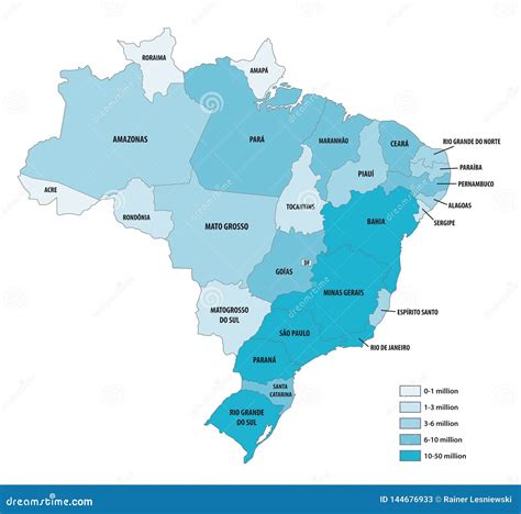Brazil Population Heat Map As Color Density Illustration Royalty-Free Stock Photo ...