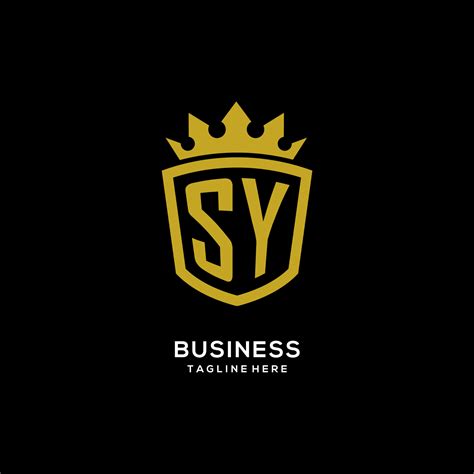 Initial SY logo shield crown style, luxury elegant monogram logo design ...