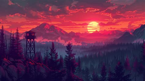 Firewatch Sunset HD Nature Mountain Wallpaper, HD Artist 4K Wallpapers ...