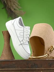 El Paso EL PASO Women's White Faux Leather Casual Lace Up Sneakers ...