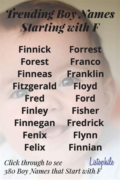 Trending Boy Names Starting with F | Names, Boy names, Name inspiration