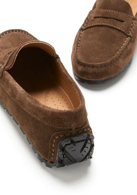 Women's Tyre Sole Penny Loafers, brown suede - Hugs & Co.
