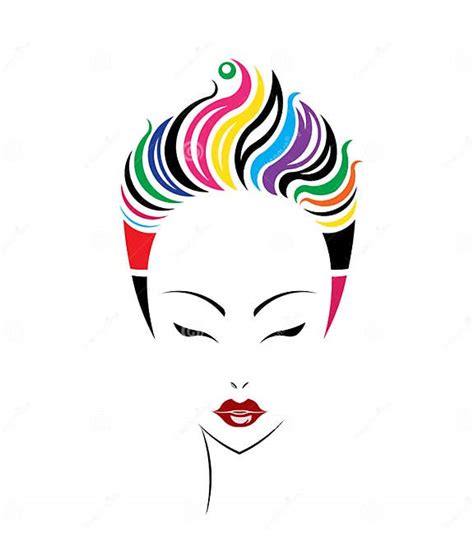 Short Hair Style Icon, Logo Women Face Stock Vector - Illustration of ...