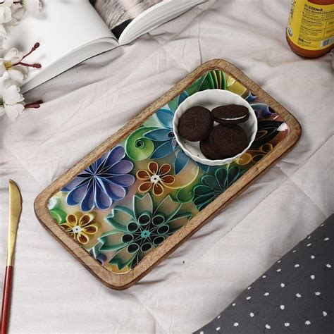 Wooden Meena Serving Platter- Floral – The Decor Mart