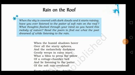 Rain On The Roof Poem Word Meaning at Ila Yeomans blog