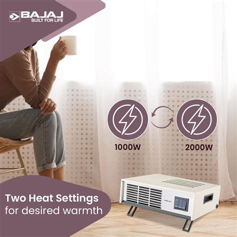 Buy Bajaj Blow Hot Portable Room Heater For Bedroom 2 Heat ...