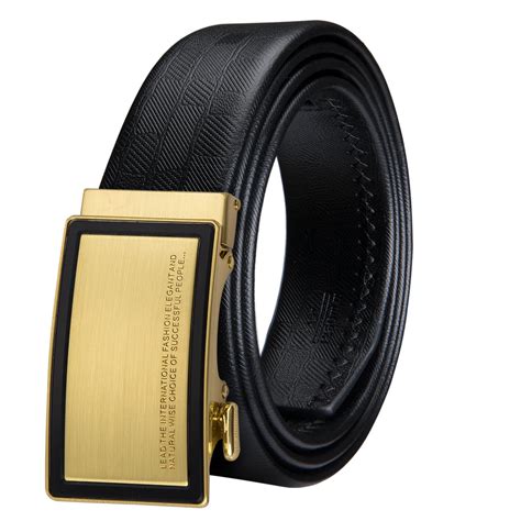 Hi Tie Gold Belt for Mens Luxury Brand Designer Black Genuine Leather ...