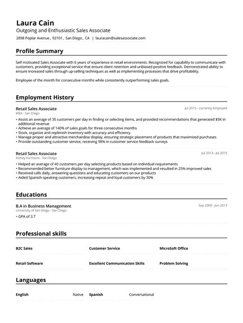 Sales Associate Resume Example & Writing Guide [2025] - Jofibo