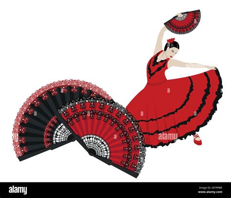 Illustration of a flamenco dancer with spanish fans Stock Vector Image ...