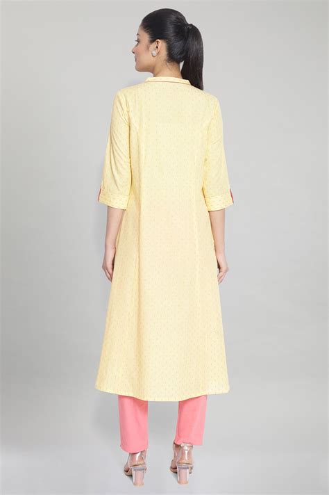 Buy Yellow Band Collar Printed kurta Online for Woman | Shop for Aurelia