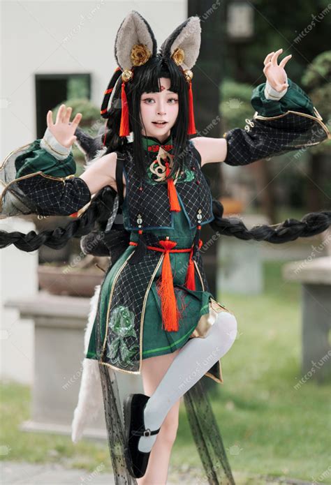 Women Nekomata Costume - Dress and Sleeves with Headband and Tail ...