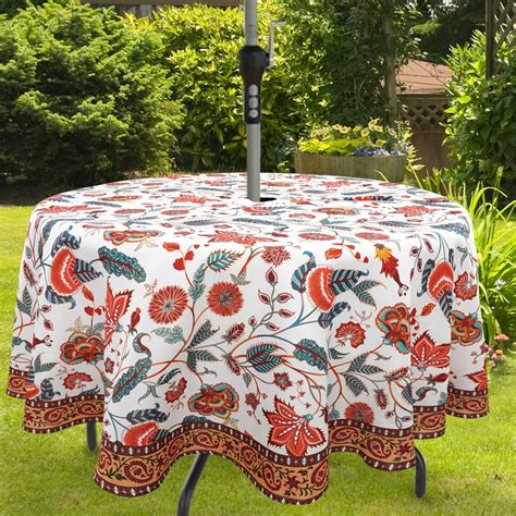 Outdoor Tablecloth with Umbrella Hole for Round Table 60x60inch Paisley ...