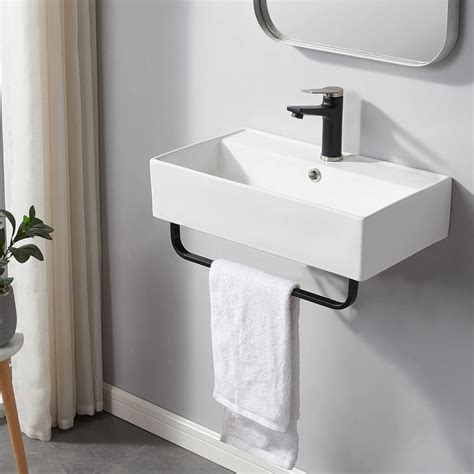 Ufaucet 21" X 12" Modern Wall Mounted Ceramic Bathroom Sink With Towel ...