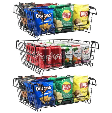 Buy THE PERFECT XXL Wire Basket, Set of 3 Pantry Baskets | Metal ...