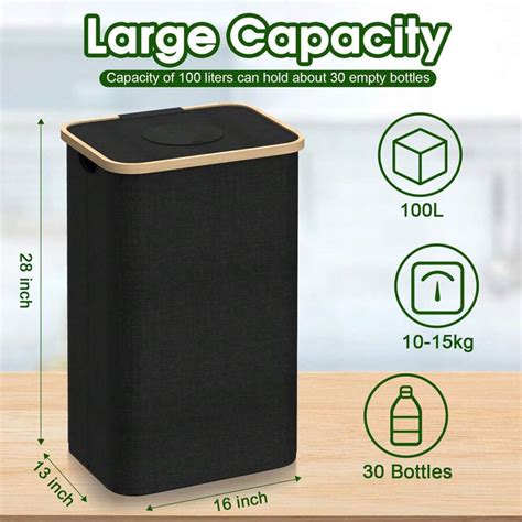26 Gallon Recycling Bin For Kitchen, 100L Recycling Bin With Lid ...