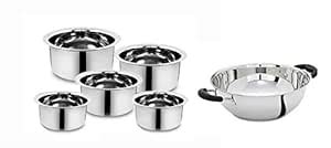 Classic Essentials Stainless Steel tope Set of 5 (425ml, 550ml, 850ml ...