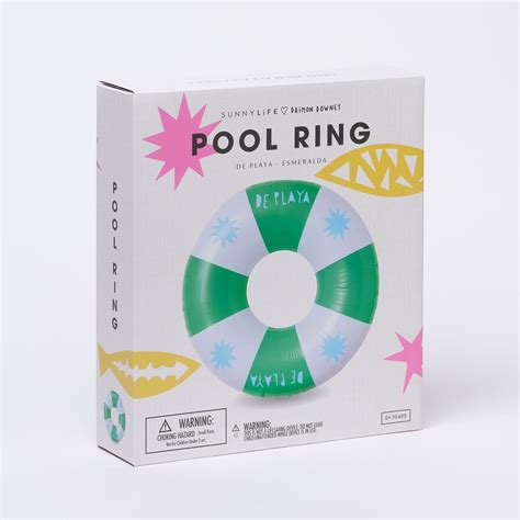 SUNNYLiFE White And Green Color Inflatable Pool Ring De Playa Esmeralda ...