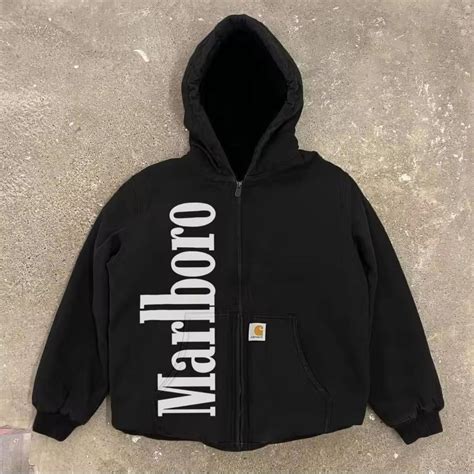Black Carhartt WIP x Marlboro hoodie #streetwear | Depop