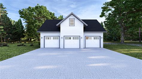 Hip Roof 3 Car Garage With Loft