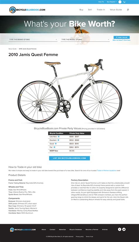 Les prix des vélos selon le blue book