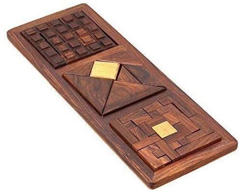 Buy INNOVATION WOOD CRAFT Decorative Puzzle Game Set of 3 Home Décor ...