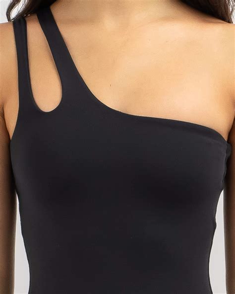 Shop Kaiami Morticia One Shoulder One Piece Swimsuit In Black - Fast ...