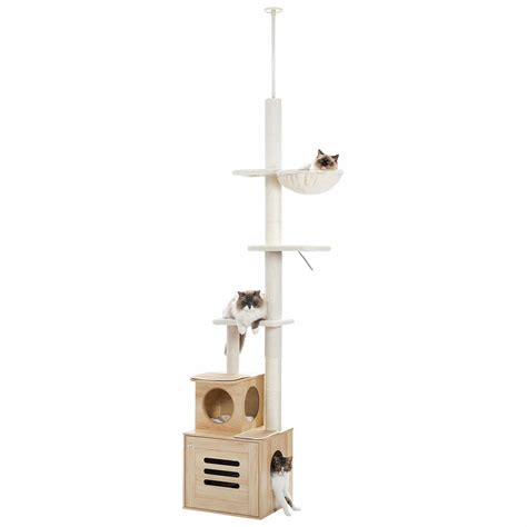 Ivy Bronx Adjustable Hright 6-Tiers Floor To Ceiling Cat Tree With ...