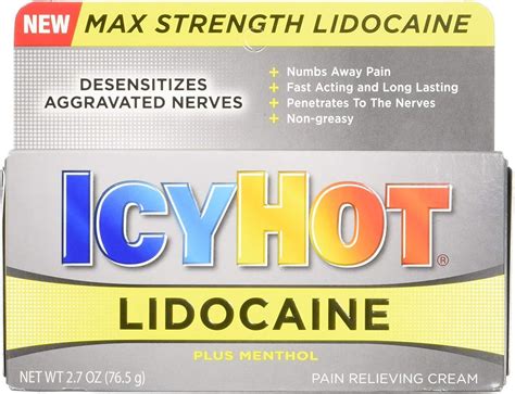 Buy ICY Hot Lidocaine Pain Relieving Cream Max Strength Plus Menthol ...
