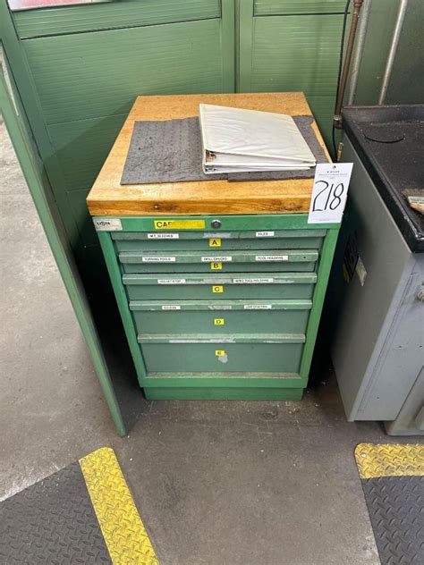 Lista (5) Drawer Wood Top Tool Cabinet w/ contents including spare ...
