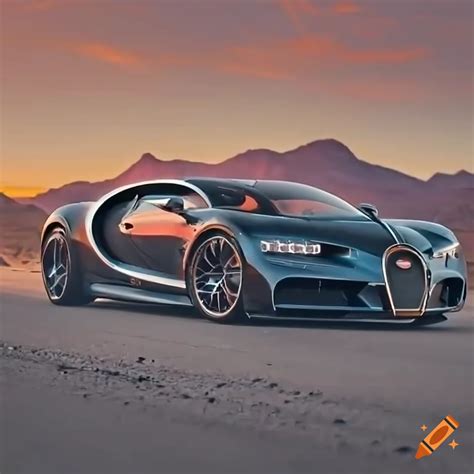 Bugatti Chiron matte black with orange trim, front view to the right ...