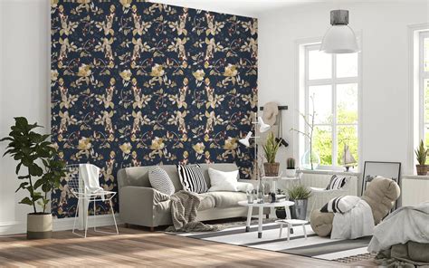 Vintage Botanical Vine Style - Forest Green Floral Trail Wallpaper