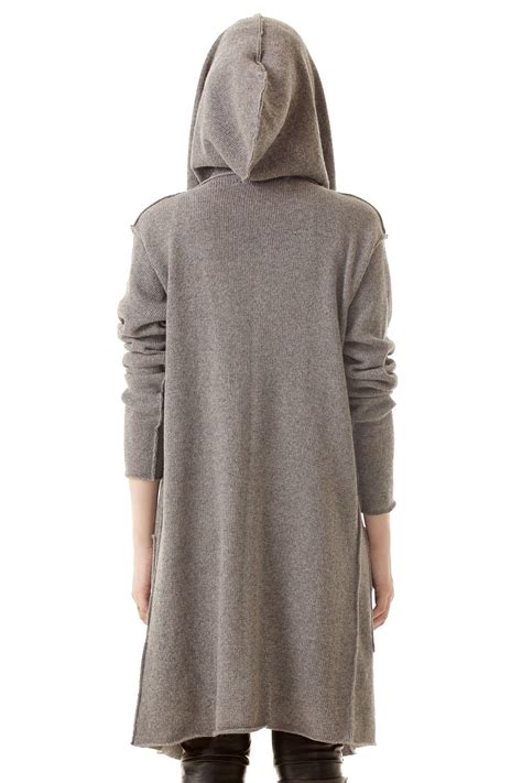 Long cashmere cardigan EDITH - softest sweater with hood and pockets
