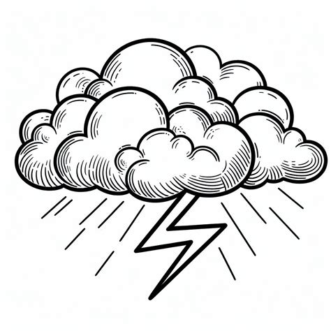 Lightning Coloring Cloud Bolt Pages Lighting Thunder Drawing Storm ...