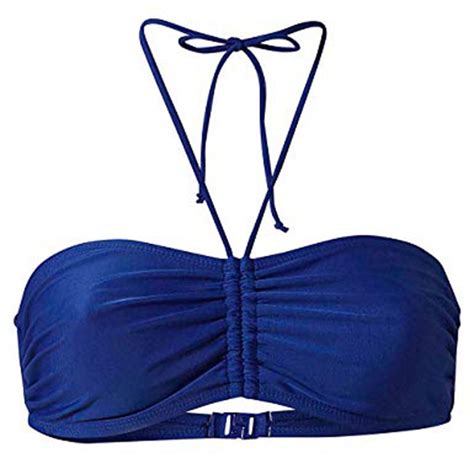 WREESH Womens Bandeau Bathing Suits Halter Bikini Tops Swimsuit Summer ...