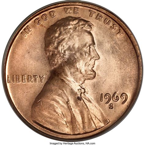 1969-S 1C Doubled Die Obverse MS63 Red PCGS.... Lincoln Cents | Lot ...